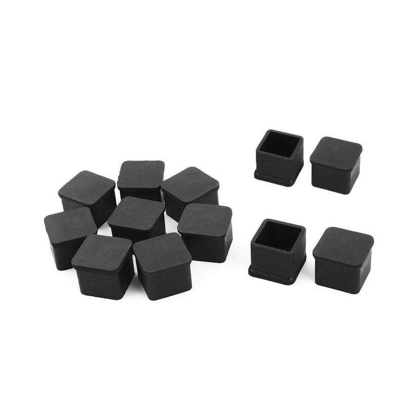 SpzcdZa 1 inch x1 inch Rubber Square Feet Furniture Table Chair Leg Foot Cover Caps Chair Leg Floor Protectors, Wood Floor Protector 1" x 1" 12pcs Black - Image 1